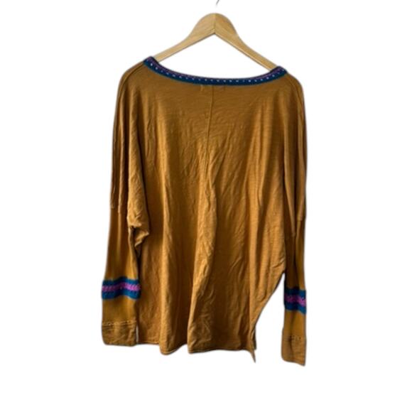Natural Life Mustard Oversized Tunic Top Crochet Accent Dolman Sleeve Size Large - Picture 3 of 8